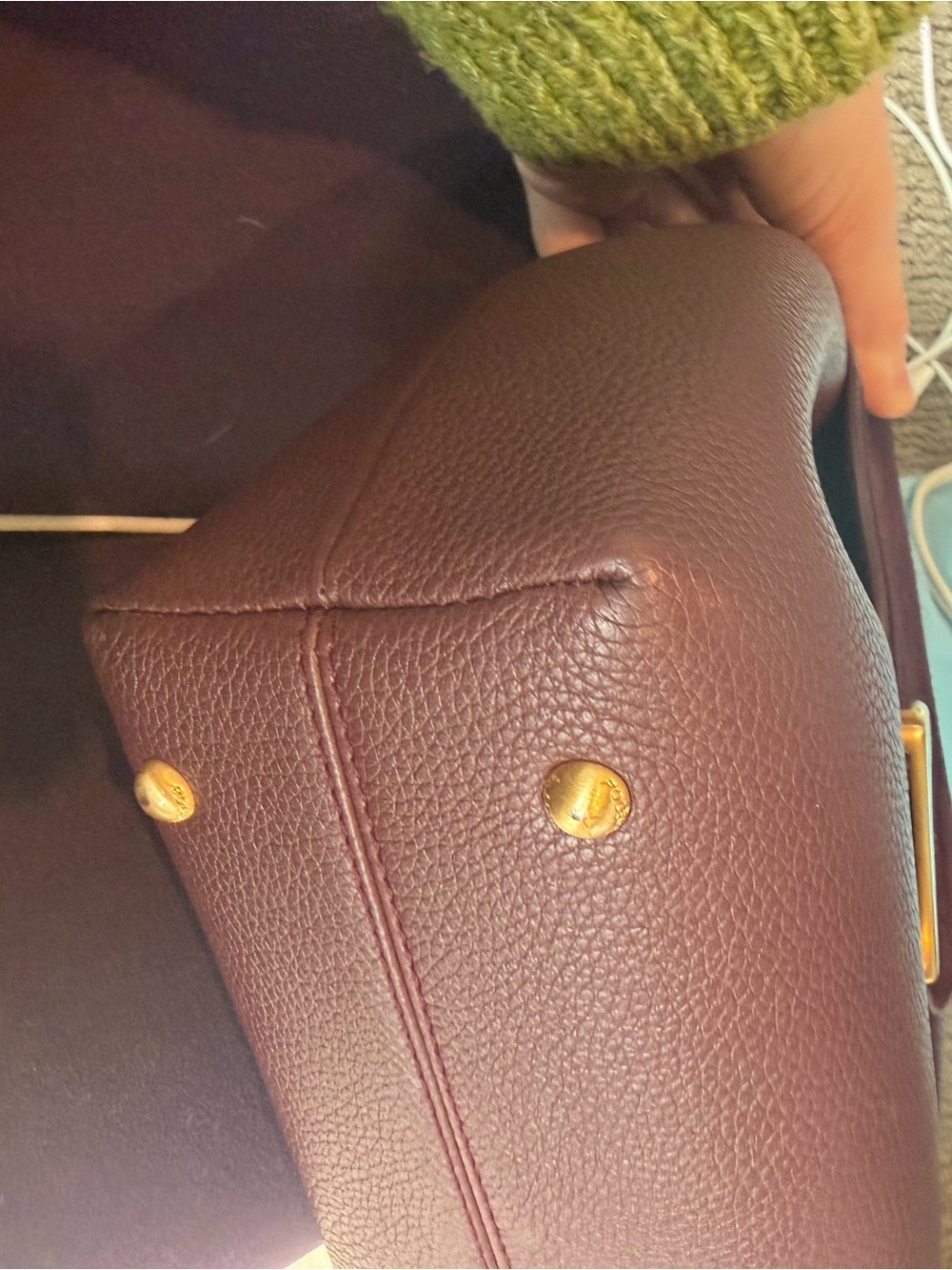 Polène Crossbody Bag in Burgundy and Gold - Picture 8 of 11